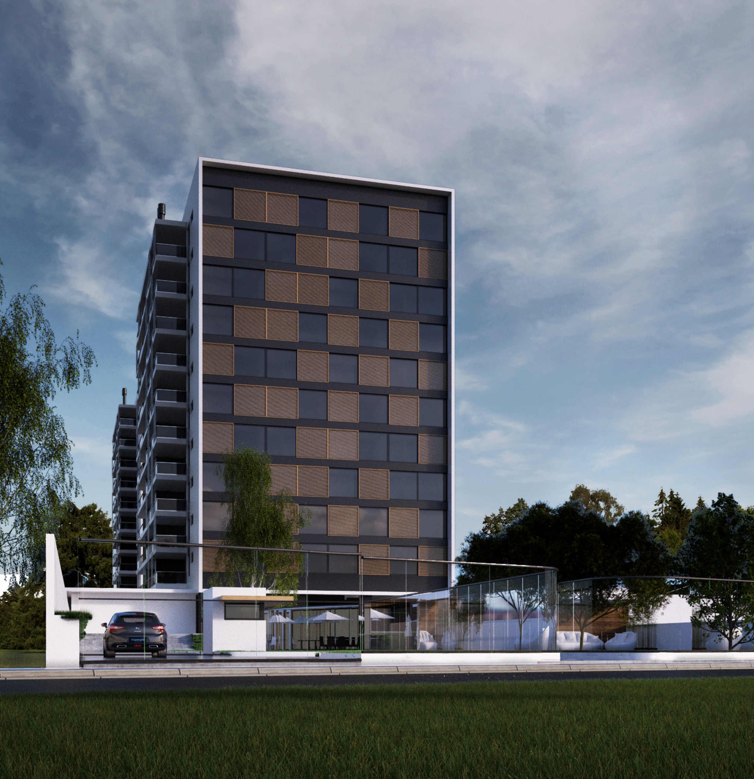 Modern Glass Tower - Main View