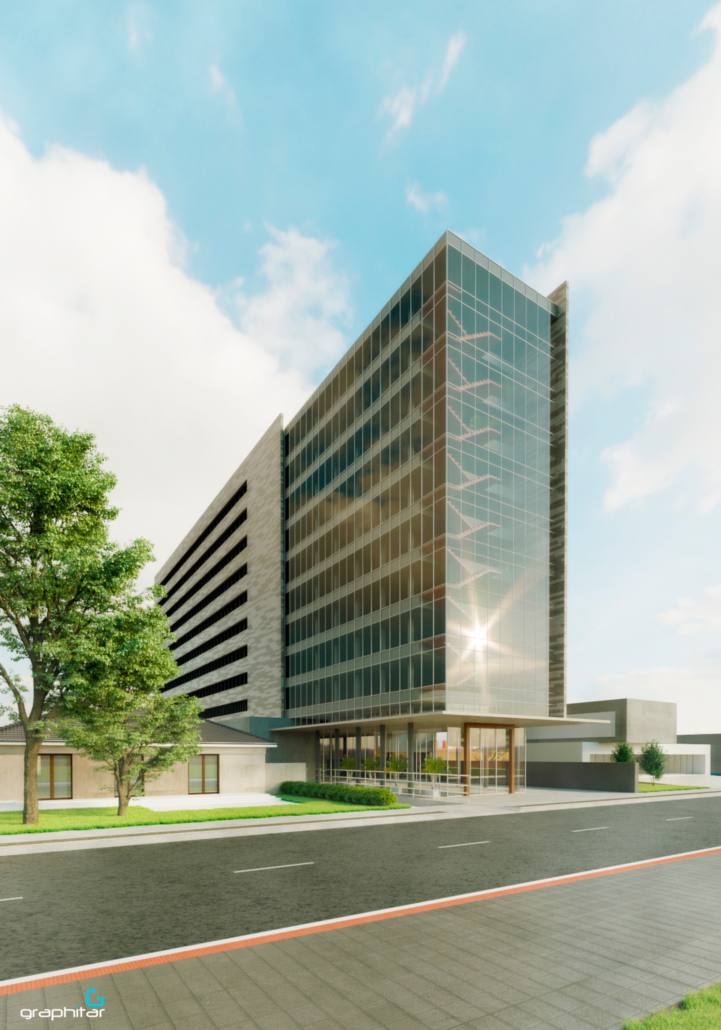 Modern Glass Tower - Main View